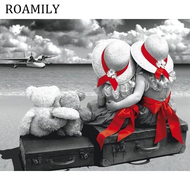 640x640 Roamily Diy Unframed Oil Painting Best Friend In Childhood Two - Best Friend Painting