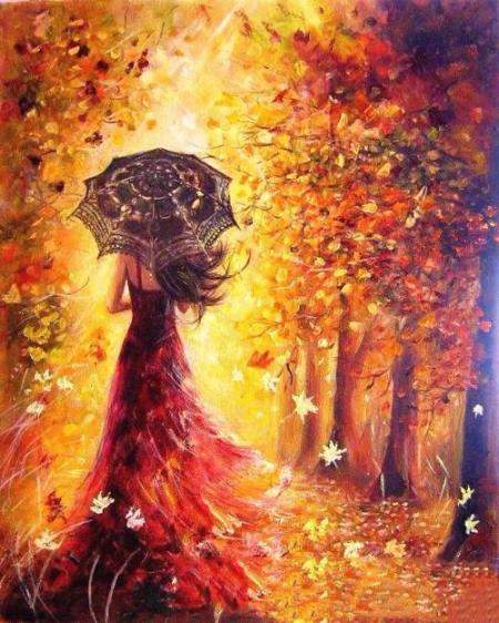 450x562 Paint By Numbers Kit Woman In Autumnal Forest Best Paint By Numbers - Best Painting