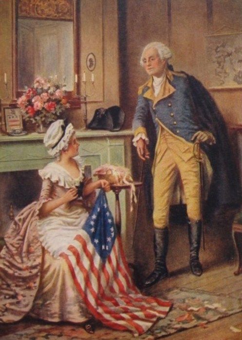 497x697 George Washington With Betsy Ross And New Flag Flags, Front - Betsy Ross Painting