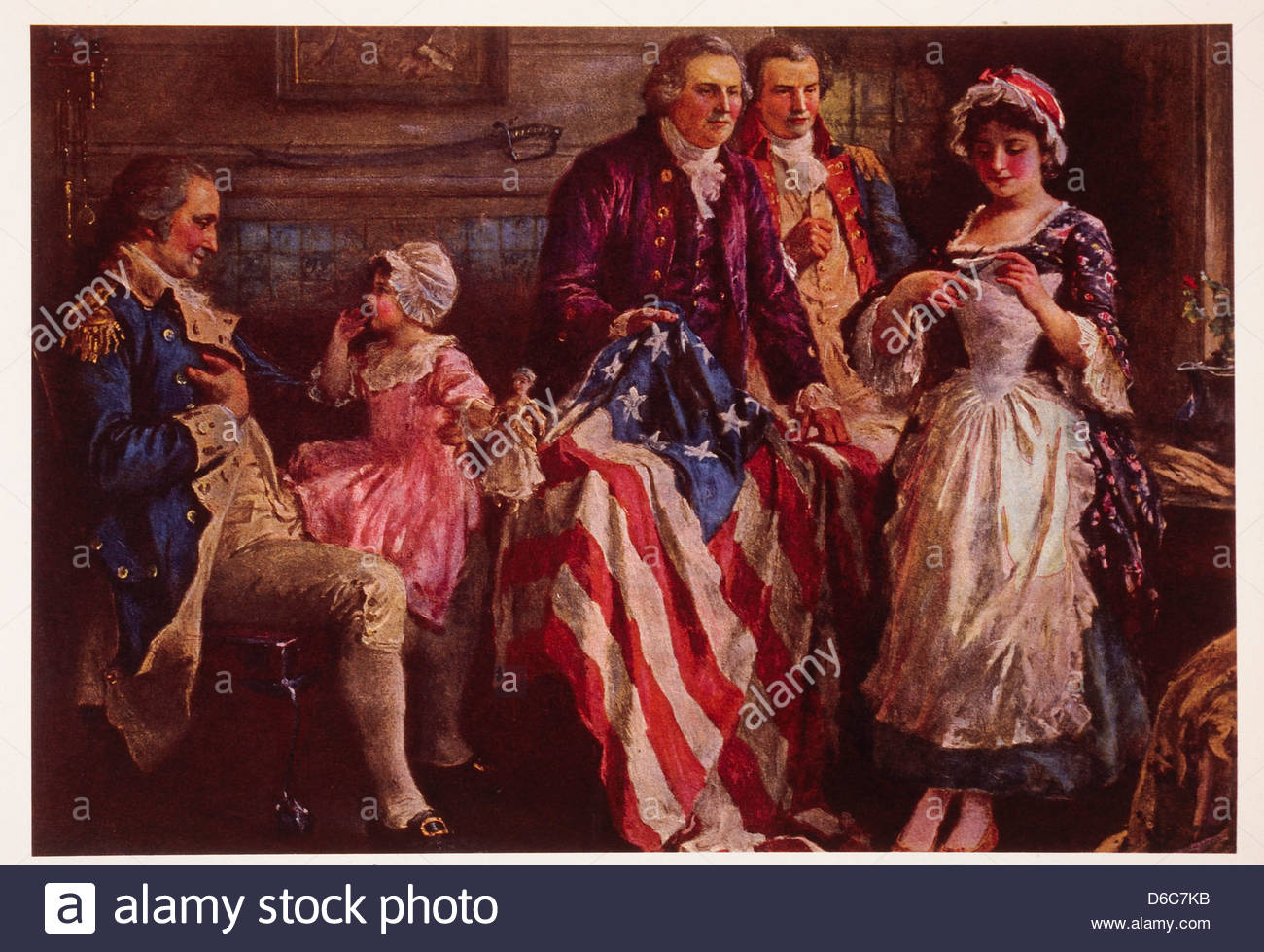 1300x979 George Washington With Betsy Ross And The First American Flag - Betsy Ross Painting