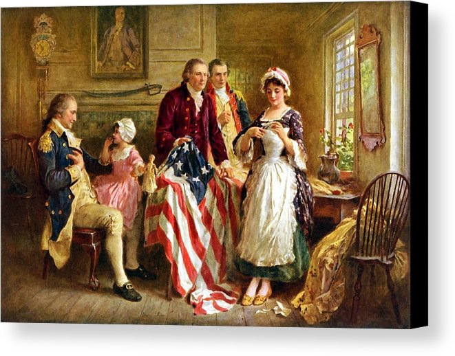 661x518 Betsy Ross And General George Washington Canvas Print Canvas Art - Betsy Ross Painting