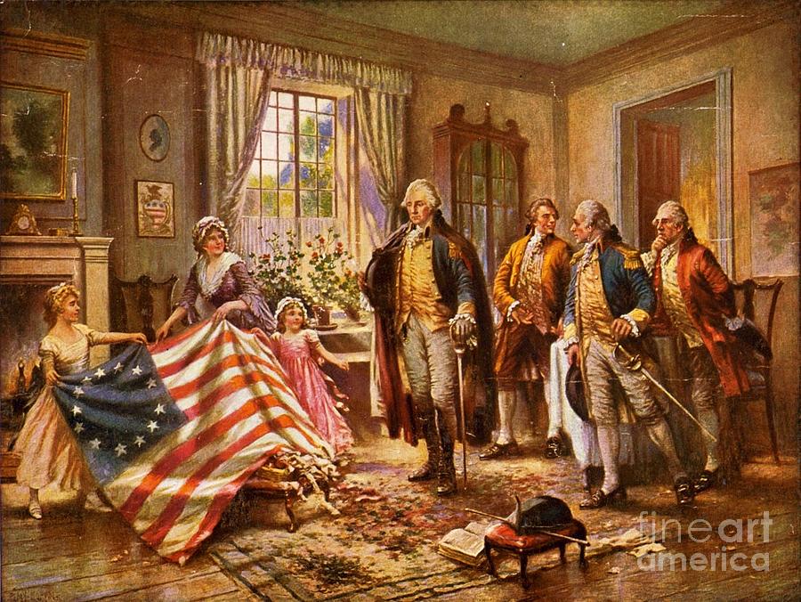900x676 Betsy Ross Showing Flag To George Washington. Painting By Pg - Betsy Ross Painting