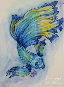 219x300 Betta Fish Paintings - Betta Fish Painting