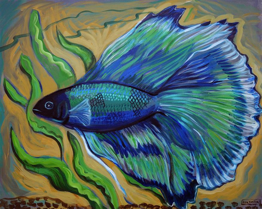 875x700 Butterfly Tail Betta By Kira Yustak - Betta Fish Painting