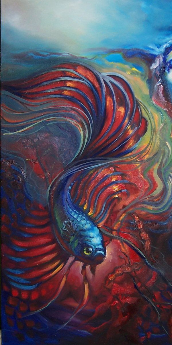 600x1203 Pin By On Betta Fish And Betta - Betta Fish Painting