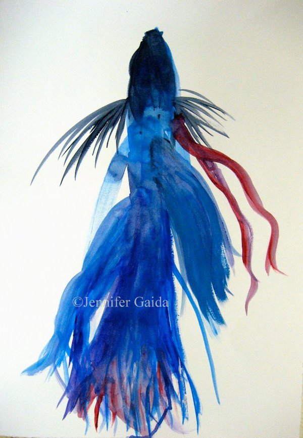 600x866 Betta Fish Painting I By Jenniferthefirst - Betta Fish Painting