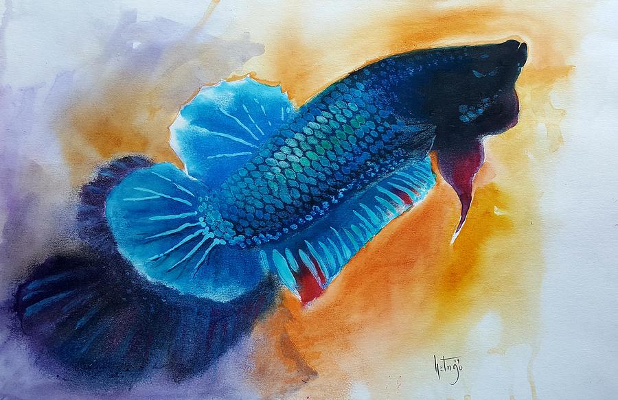 900x583 Blue Plakat Painting By Betta Painter - Betta Painting