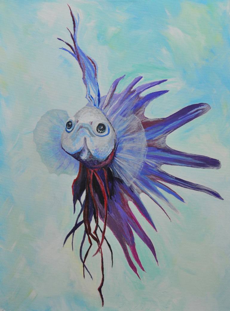 770x1040 Saatchi Art Betta Splendens Painting By Kathleen Mcintire - Betta Painting