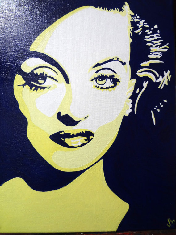 570x760 Items Similar To Bette Davis Popart Icon Series 16x12 Stretched - Bette Davis Painting