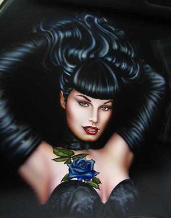 346x440 Garys Specialty Is Airbrushed Realistic Art - Bettie Page Painting