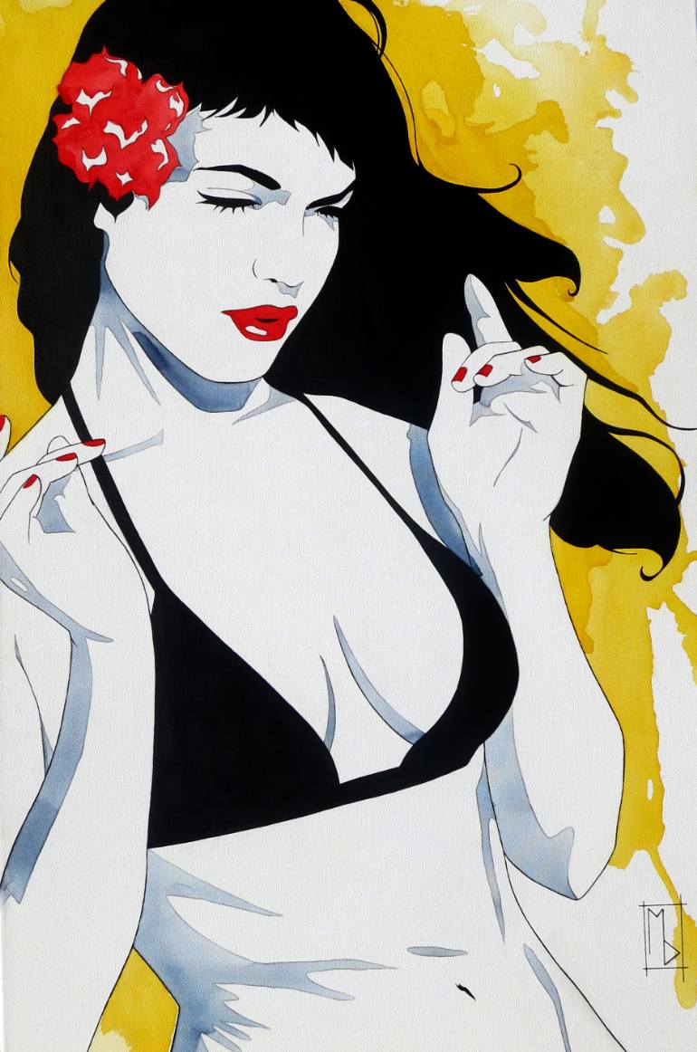 770x1162 Saatchi Art Bettie Page Sunshine Painting By Michelle Delecki - Bettie Page Painting