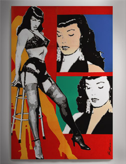 252x327 Bettie Page Bettie Page Acrylic On Stretched Canvas 20 - Bettie Page Painting