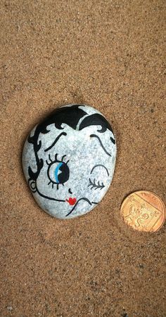 236x451 Betty Boop Handmadepainted Pebble Painted Rocks - Betty Boop Painting