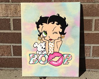 340x270 Original Betty Boop Moonlight Logo Acrylic Painting On Canvas - Betty Boop Painting