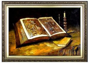 300x212 Framed Van Gogh Still Life With Bible Repro, Hand Painted Oil - Bible Painting