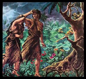 300x277 Vintage 1961 Driven From The Garden Adam Amp Eve Bible Story Book - Bible Story Painting