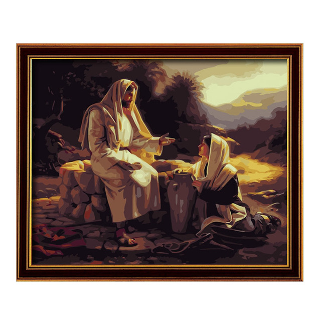 640x640 4050cm Diy Painting By Numbers Religious Jesus Bible Story Canvas - Bible Story Painting
