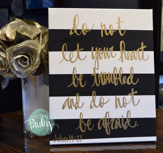 570x536 Black Amp White Striped Bible Verse Canvas Art Painting Wall Hanging - Bible Verse Painting Canvas