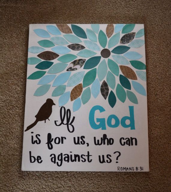570x639 Hand Made Canvas With Bible Verse If God Is For Us Who Can Be - Bible Verse Painting Canvas