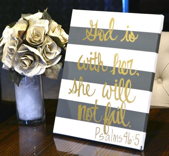 570x525 Bible Verse Canvas Painting Canvas Wall Hanging Gray Striped Gold - Bible Verse Painting Canvas