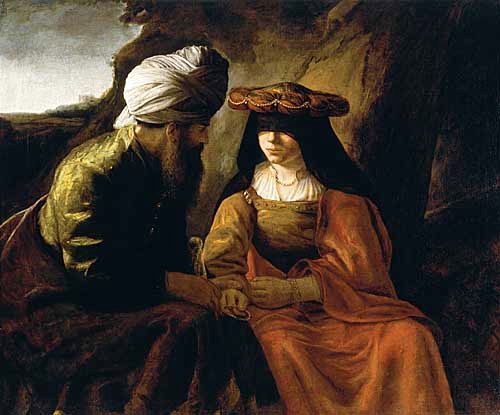 500x415 Bible Paintings Tamar School Of Rembrandt Judah And Tamar C - Biblical Painting