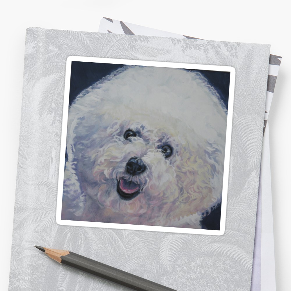 1000x1000 Bichon Frise Fine Art Painting Stickers By Lashepard Redbubble - Bichon Frise Painting