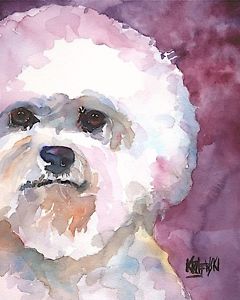 240x300 Bichon Frise Dog 11x14 Signed Art Print Rjk Painting Ebay - Bichon Painting