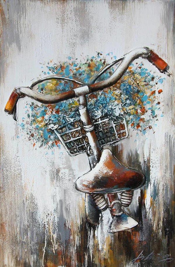 600x916 For My Love Oil Painting On Canvas In 3 D. Olivia's Loft - Bicycle Oil Painting