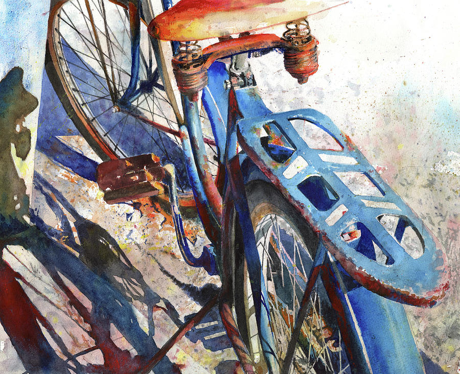 900x732 Roadmaster Painting By Andrew King - Bicycle Painting Art