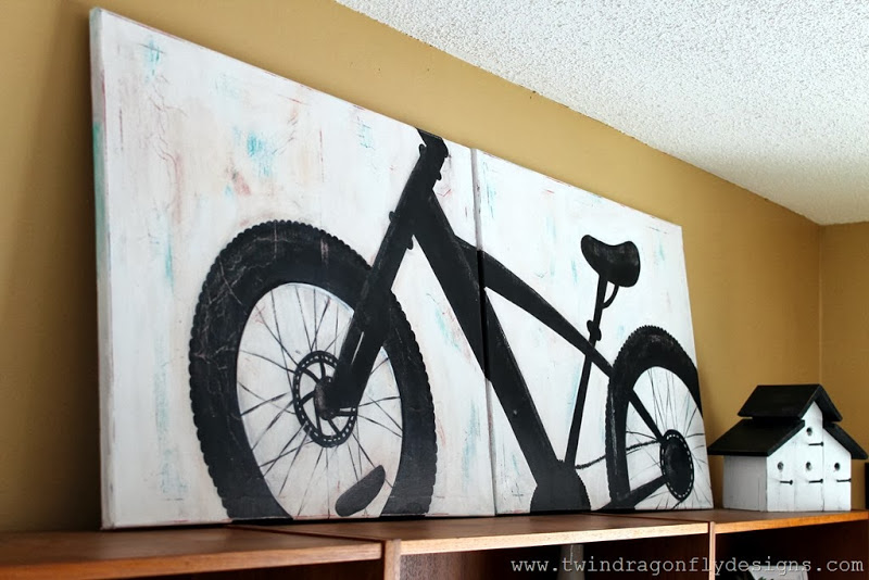 800x534 Mountain Bike Silhouette Painting Dragonfly Designs - Bicycle Painting On Canvas