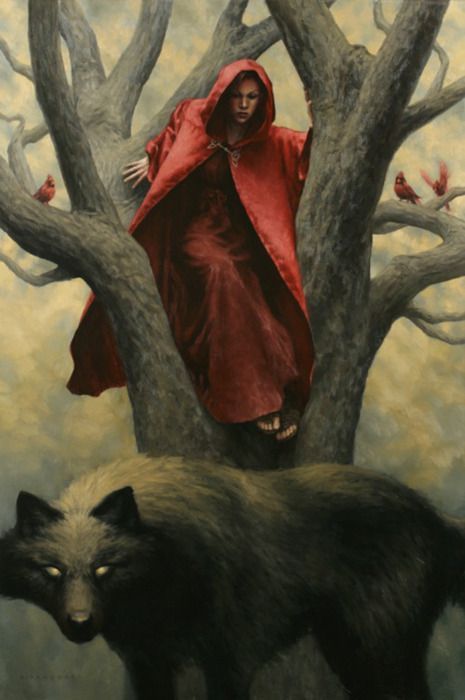 465x700 Red Riding Hood And The Big Bad Wolf Painting By Ryan Pancoast - Big Bad Wolf Painting