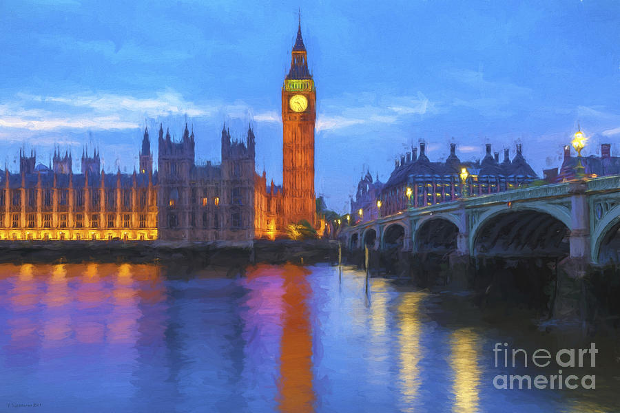 900x600 Big Ben Painting By Veikko Suikkanen - Big Ben Painting