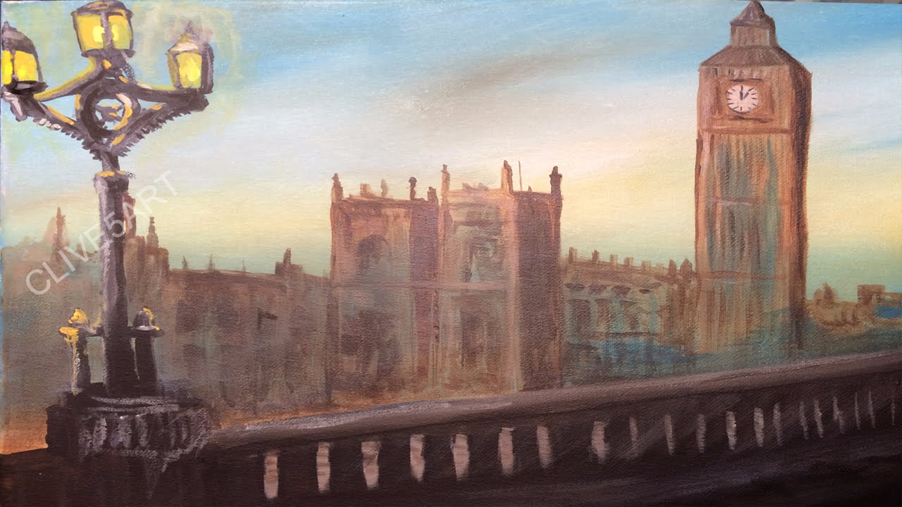 1280x720 London Westminster Bridge And Big Ben, Acrylic Painting - Big Ben Painting