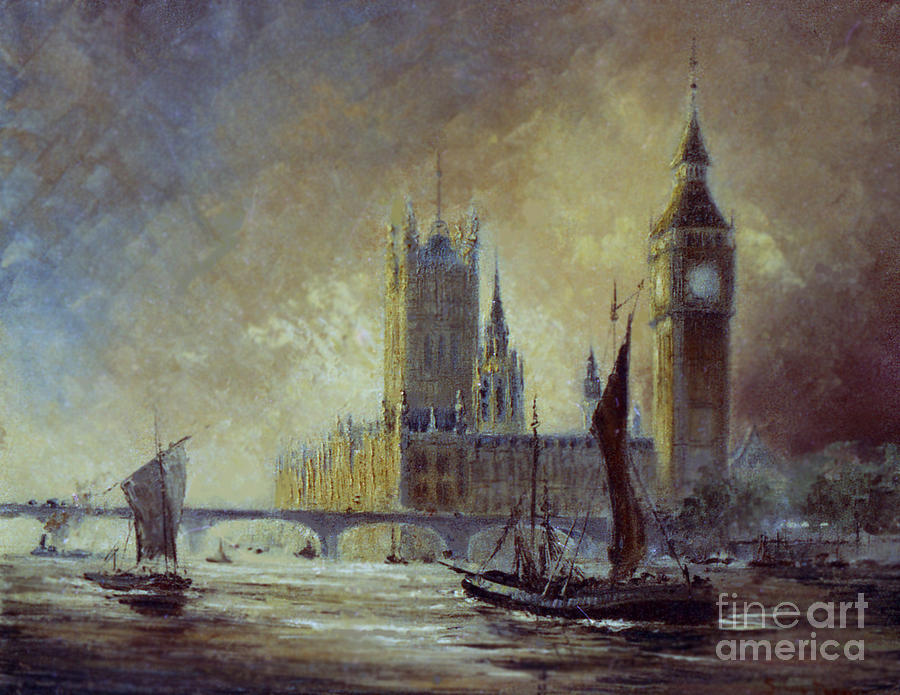 900x695 My London Big Ben Painting By Silvia Duran - Big Ben Painting