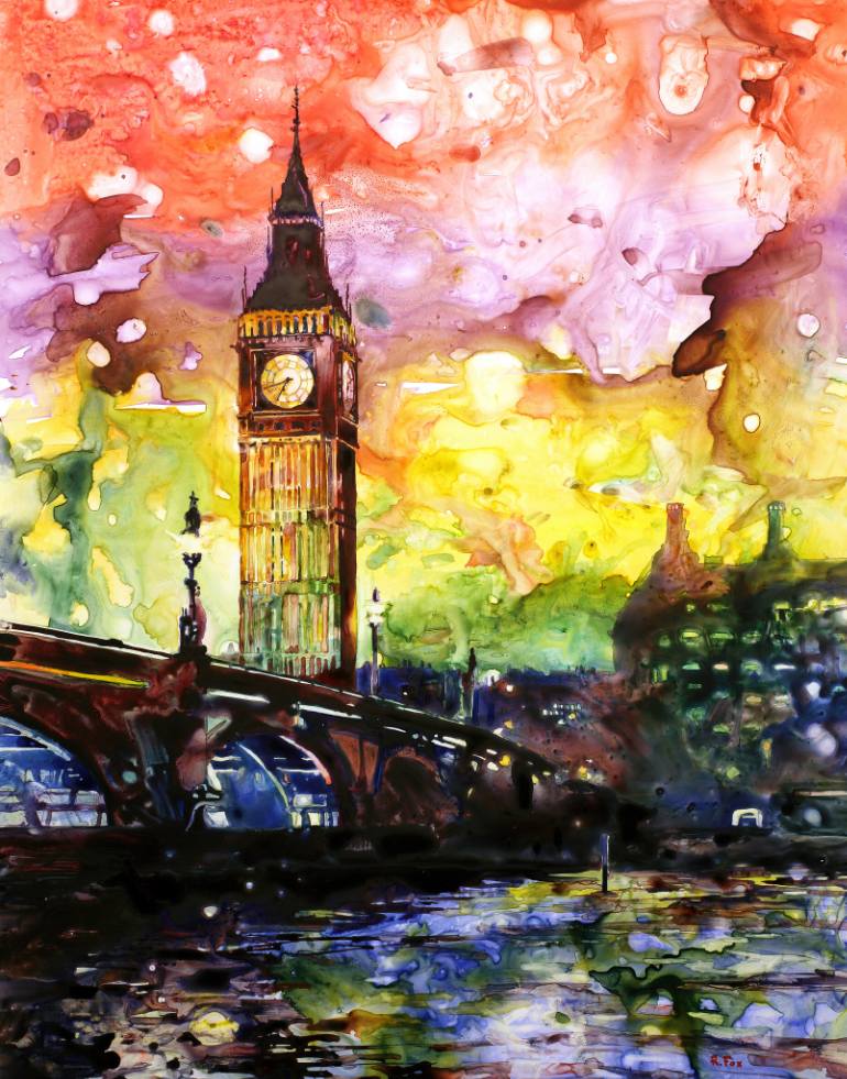 770x981 Saatchi Art Watercolor Painting On Yupo Synthetic Paper Of Big - Big Ben Painting