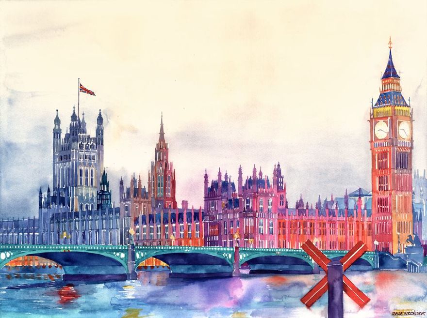 880x657 Speed Painting Of Big Ben By Maja Bored Panda - Big Ben Painting