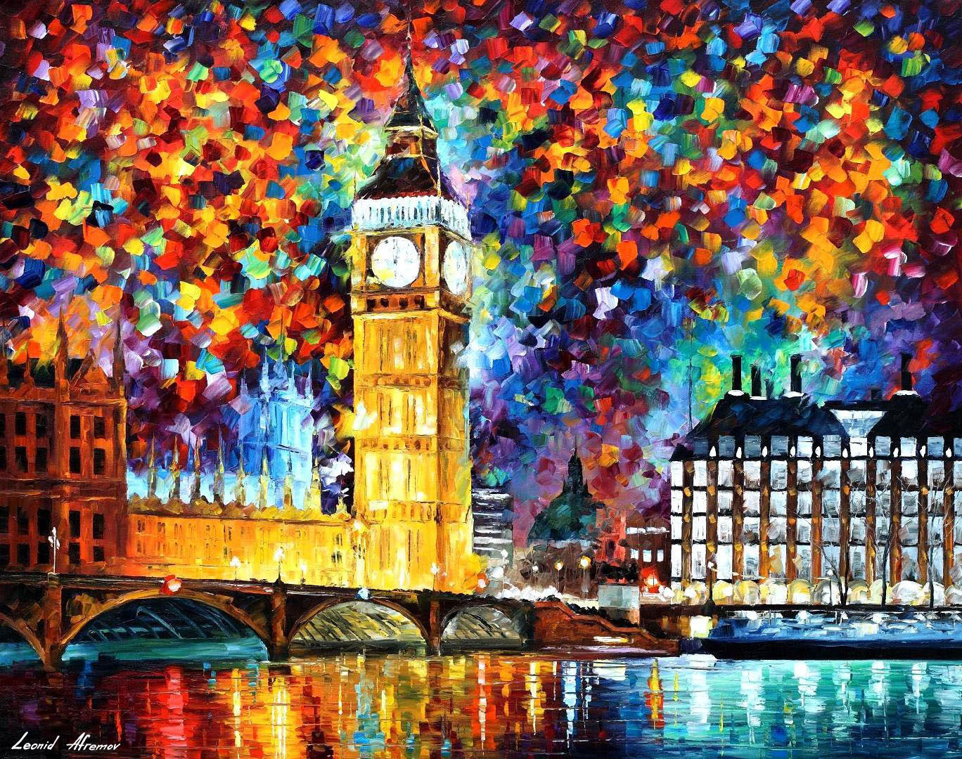 1368x1080 Big Ben London 2012 Palette Knife Oil Painting On Canvas By - Big Ben Painting