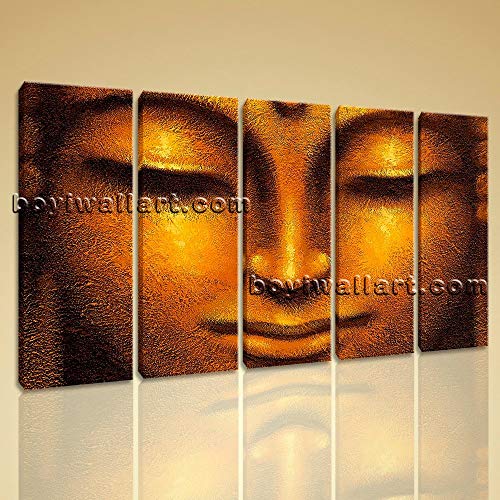 500x500 Large Golden Buddha Face Hd Print Contemporary - Big Buddha Painting