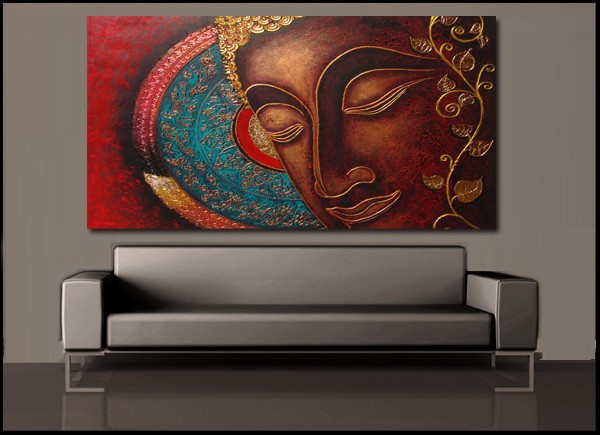 600x435 Free Shipping Large Buddha Painting Decor Arts Printed On 100 - Big Buddha Painting