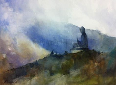 475x349 Geraniums In Clay Pot, Painting By Artist Justin Clements - Big Buddha Painting