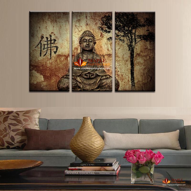 800x800 2018 Hot Sell 3 Panel Large Buddha Painting Canvas Wall Art Set - Big Buddha Painting