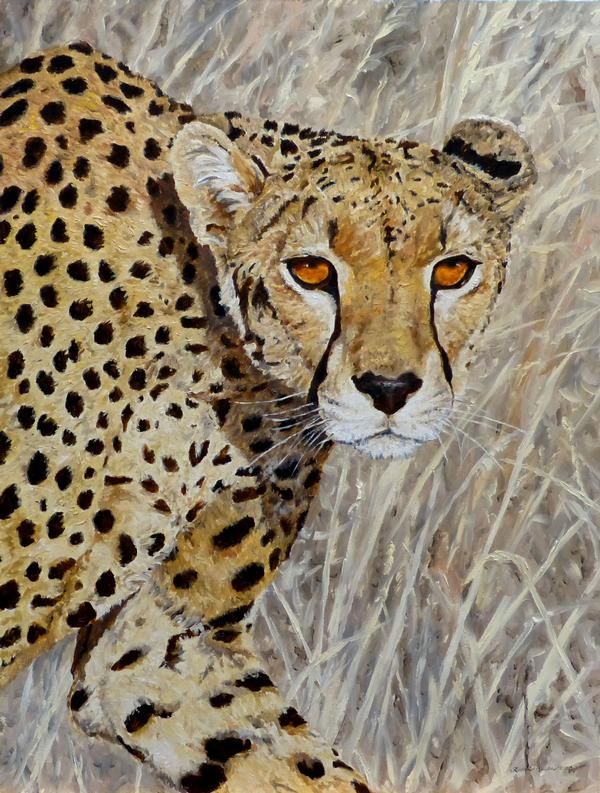 600x793 Three Original Oil Paintings Titled - Big Cat Painting