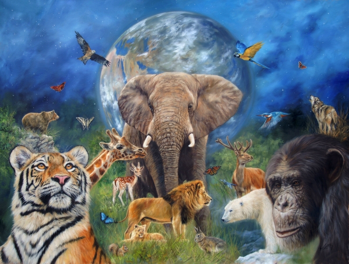 1128x853 Wildlife Art,wildlife Artist,original Paintings Of Animals - Big Cat Painting