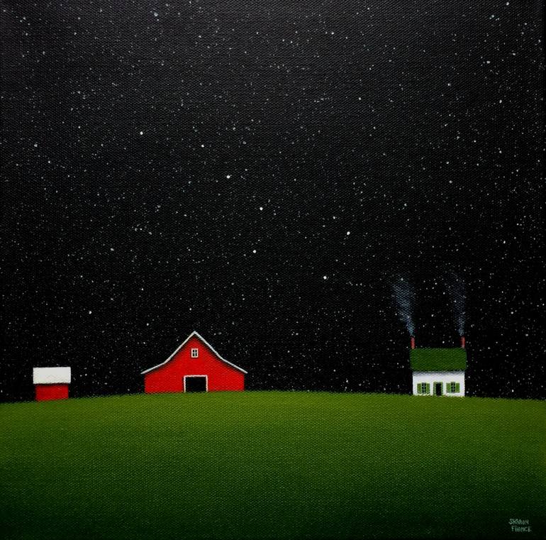 770x761 Saatchi Art Farm Under The Big Dipper Painting By Sharon France - Big Dipper Painting