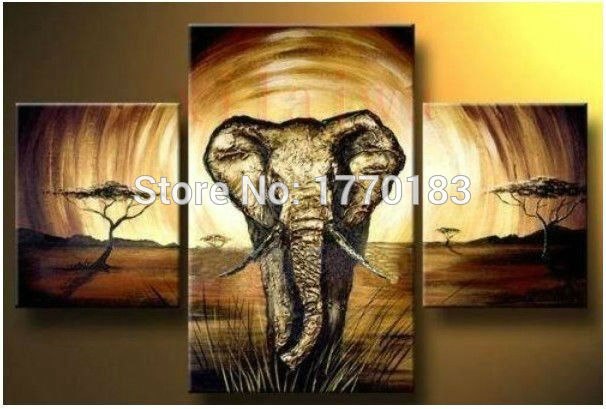 606x409 Big Elephant Canvas Painting Hand Painted Wall Picture For Living - Big Elephant Painting
