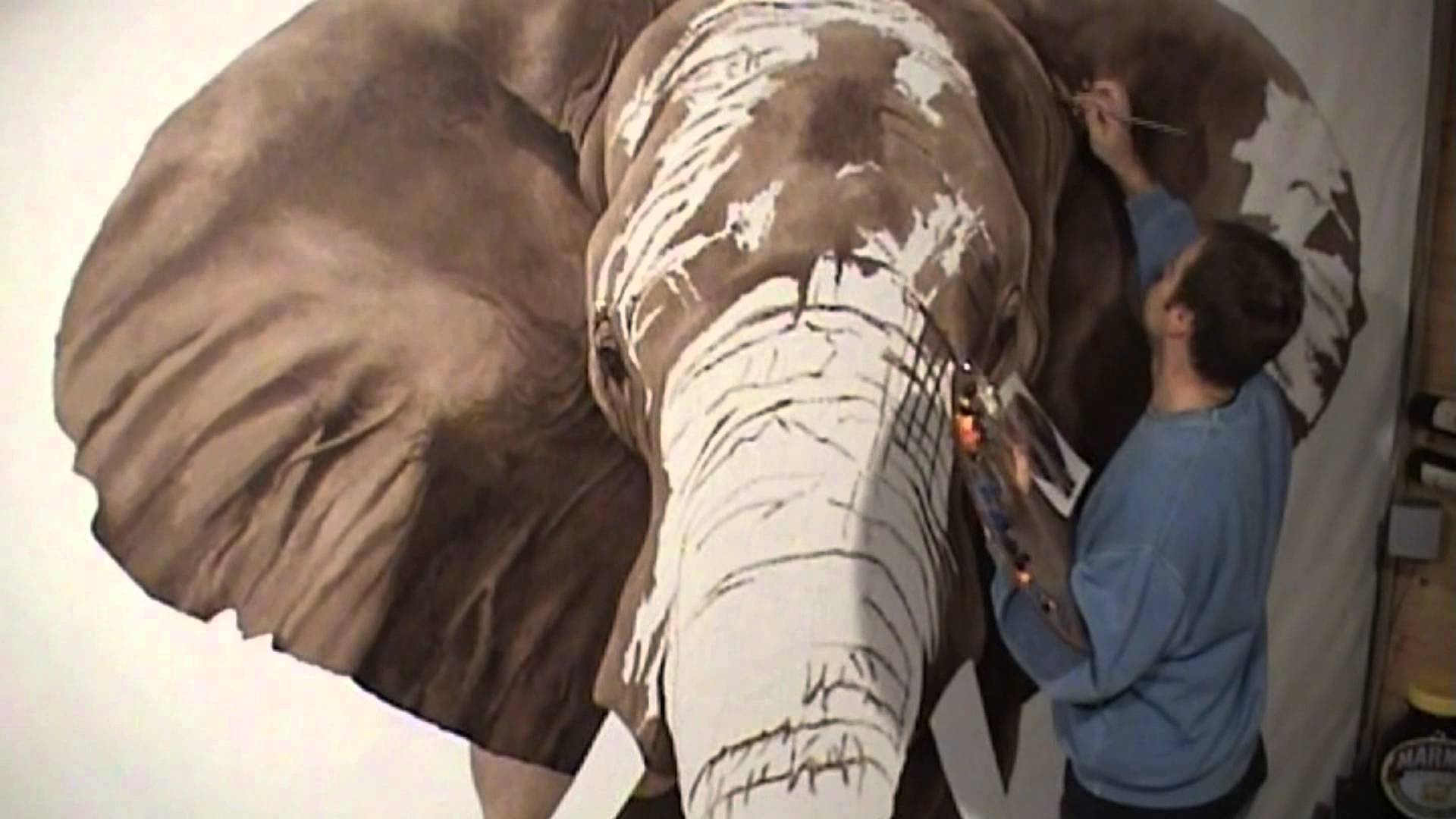 1920x1080 Tembo The Life Size Oil Painting Of An African Elephant By - Big Elephant Painting