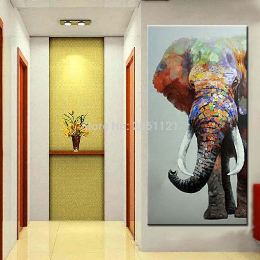 900x900 Hand Painted Large Big Elephant Wall Art Abstract Textured - Big Elephant Painting