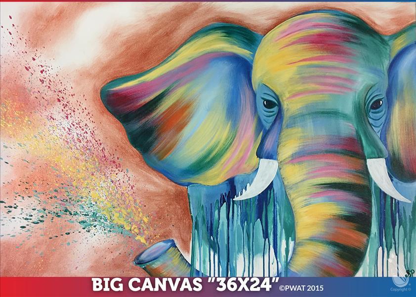 842x600 Big Canvas Elephant In Color, 24x36 - Big Elephant Painting