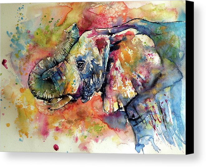 661x536 Big Colorful Elephant Canvas Print Canvas Art By Kovacs Anna - Big Elephant Painting