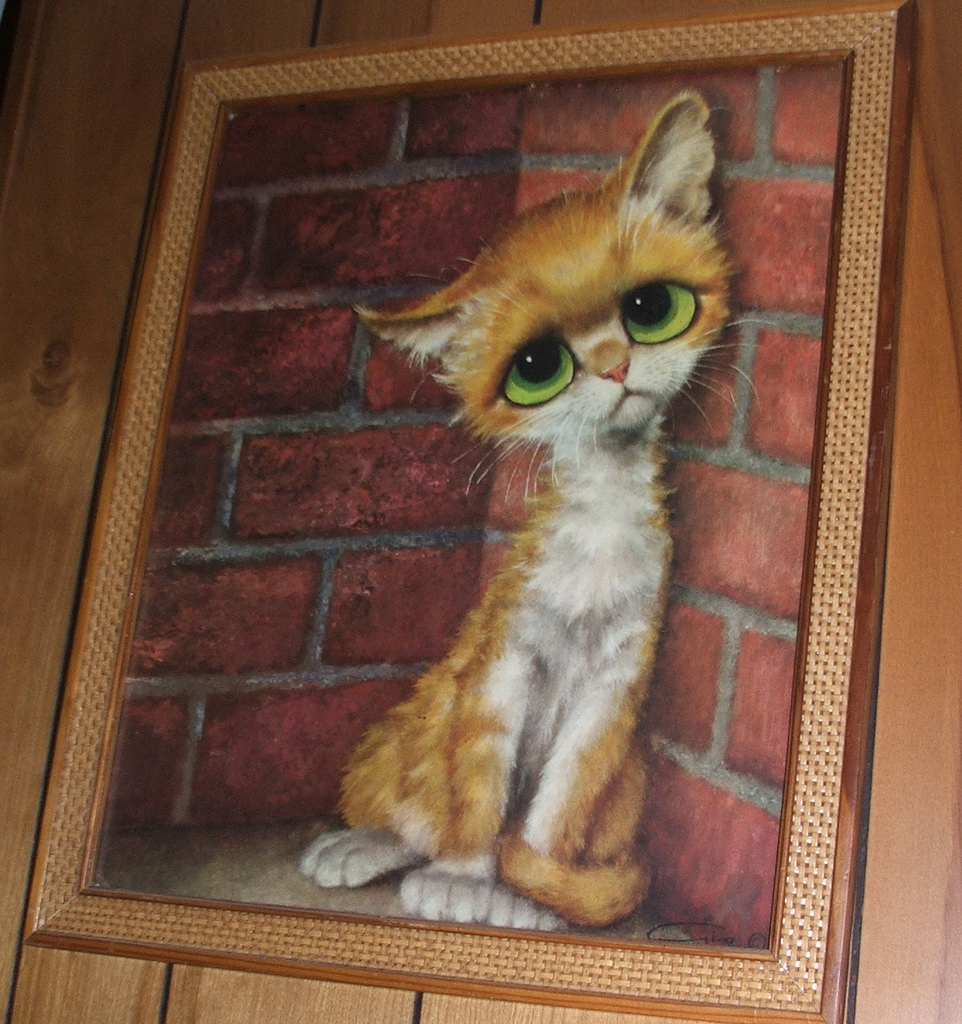 962x1024 Gigi Big Sad Eyes Alley Cat Wall Art - Big Eyed Cat Painting